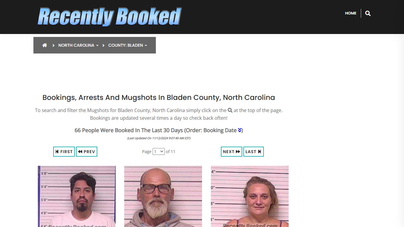 Bookings, Arrests and Mugshots in Bladen County, North Carolina