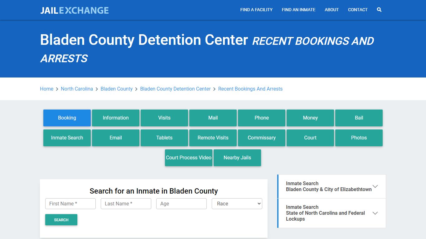 Bladen County Detention Center Recent Bookings And Arrests - Jail Exchange